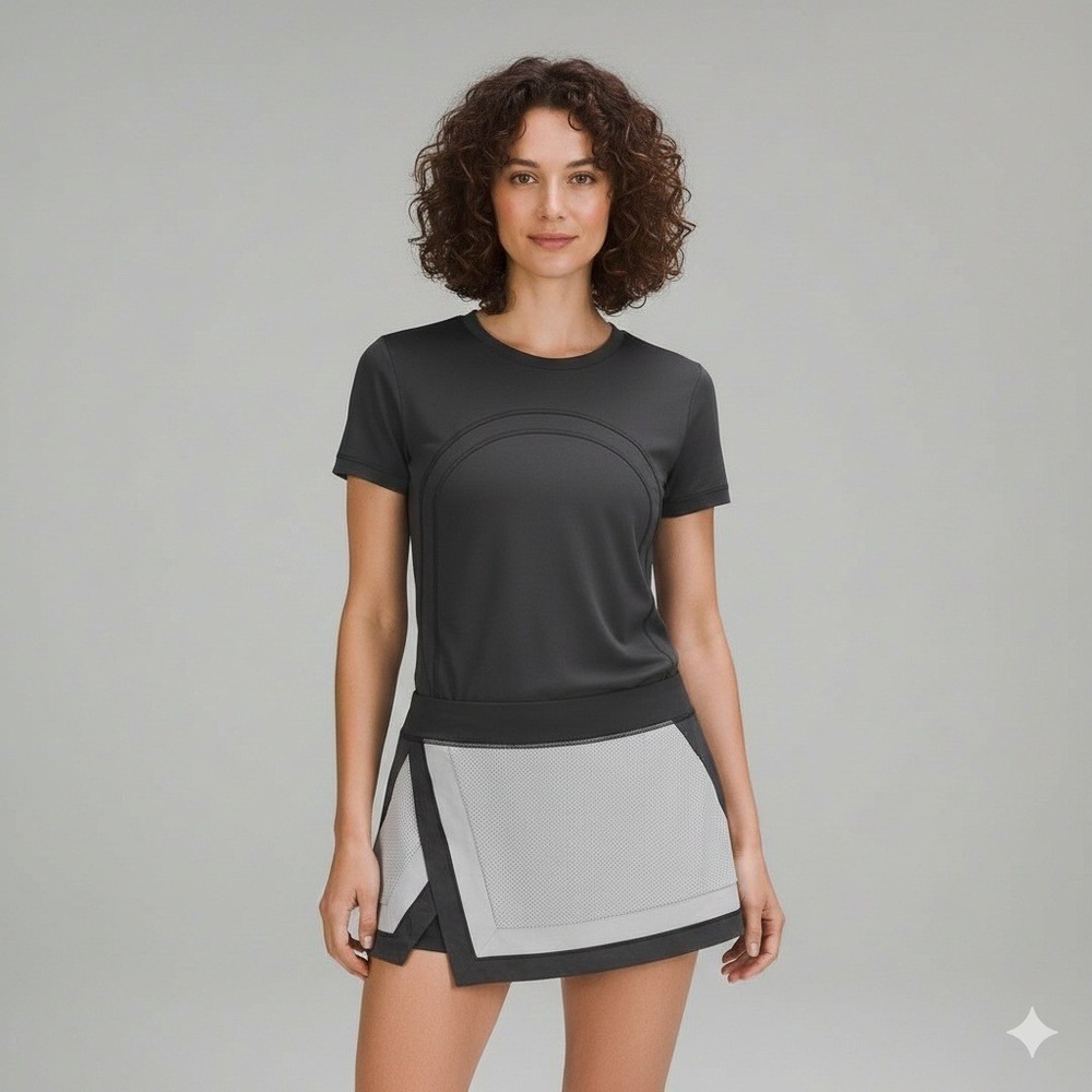 Lululemon Athletica Skirt Size 10 Black‎ Grey Athletic Tennis Running